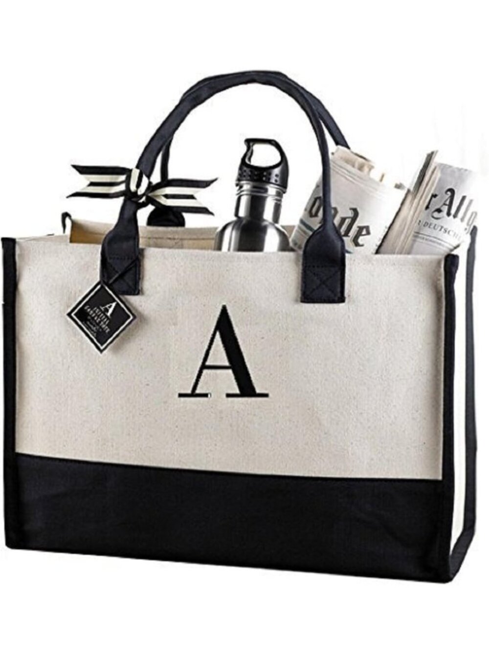 Personalized Letter A Tote Bag for Women | Custom Initials Canvas Bag